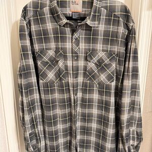 5.11 Tactical Men's Black, Green, and Yellow Plaid Shirt